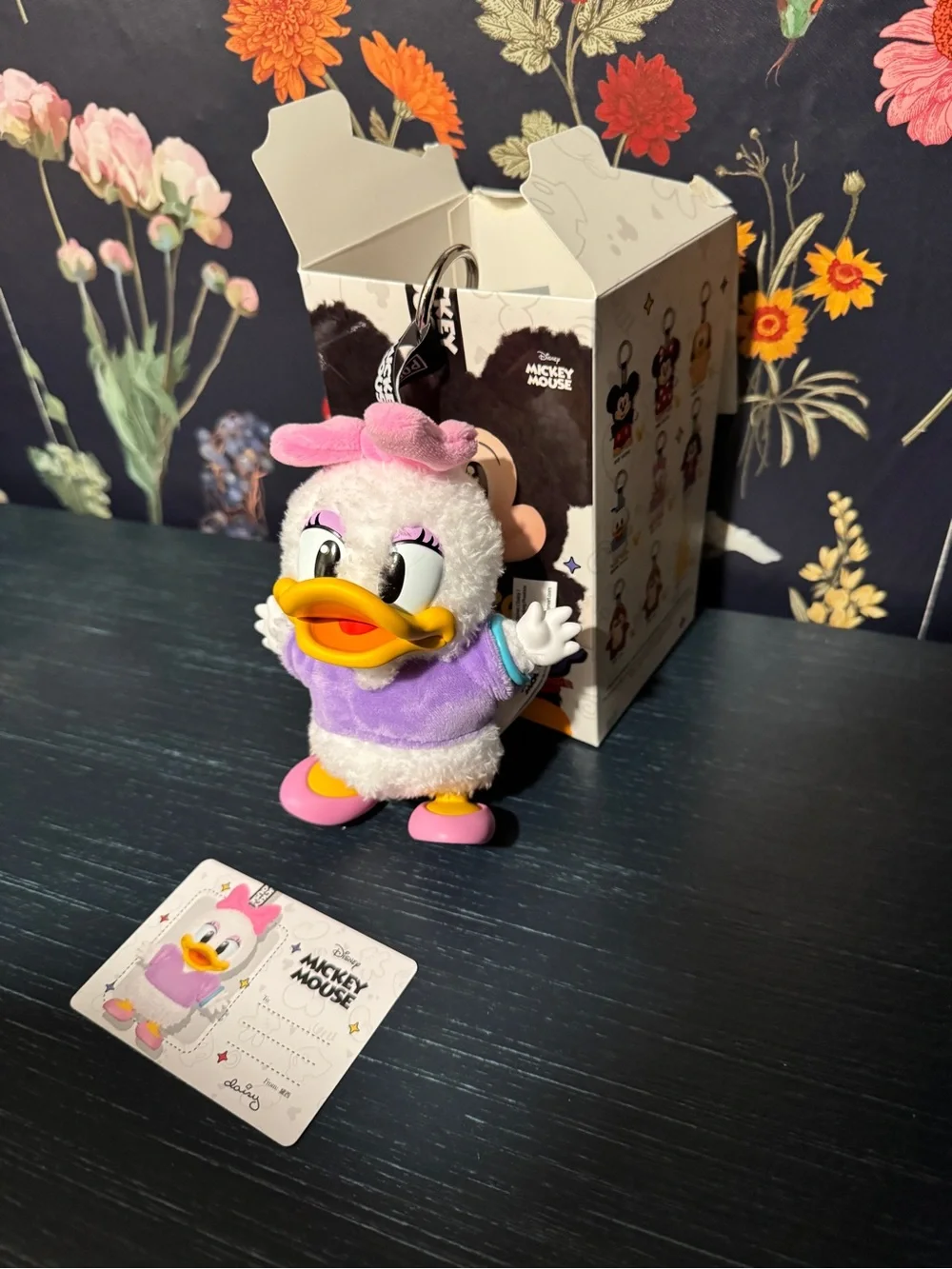 Disney Daisy Duck Plush Keychain - White, Pink & Purple